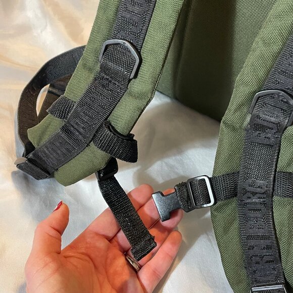 Retro Bjorn Borg Dark Green & Black Canvas Backpack With Striped Design and Pock - Picture 7 of 14